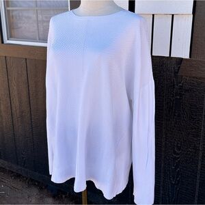 Eileen Fisher women’s XL Ribbed crew scoop neck long sleeve top tencel lyocell